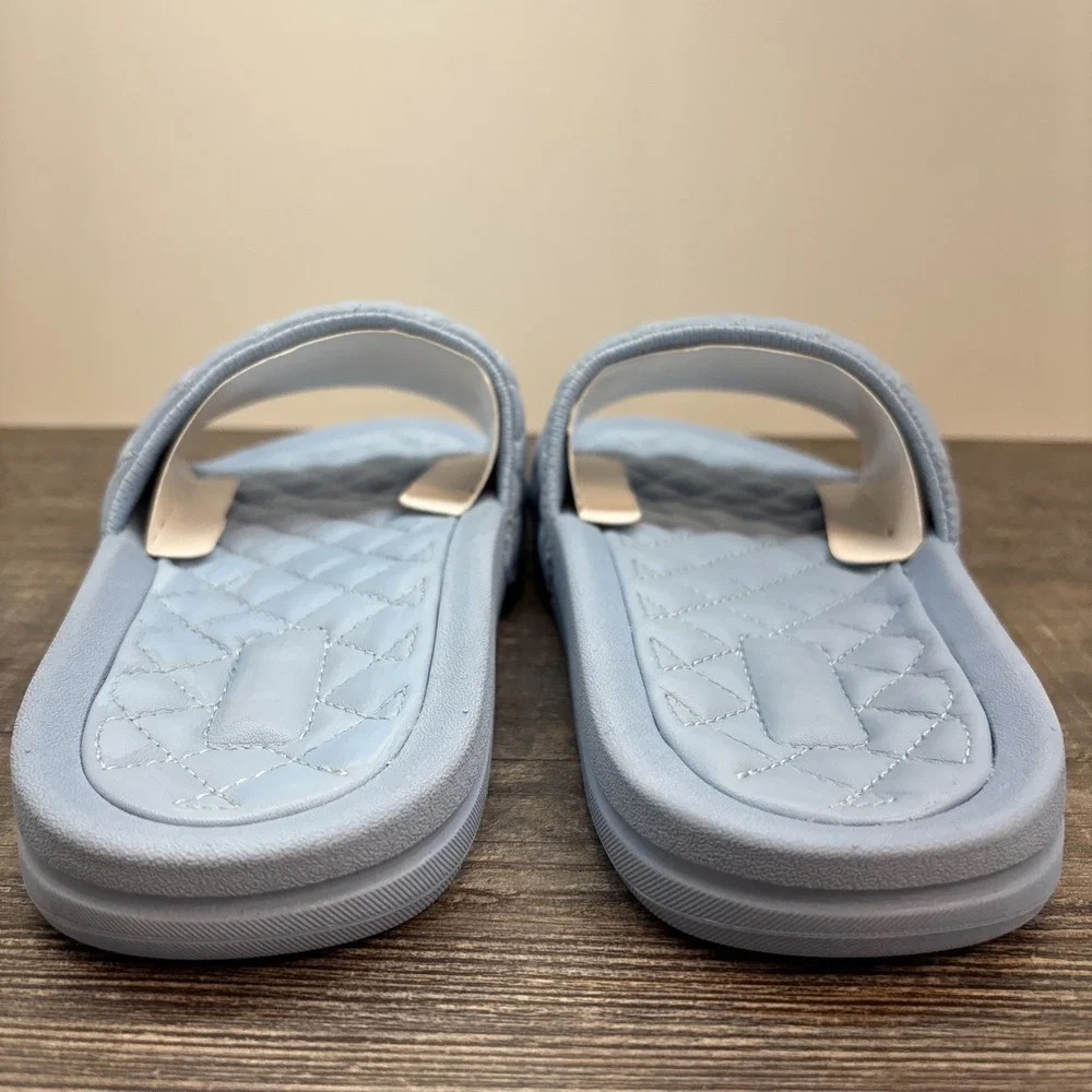 APL Slides Women's 7 Leather Lusso Ice Blue Sandals NEW Defect